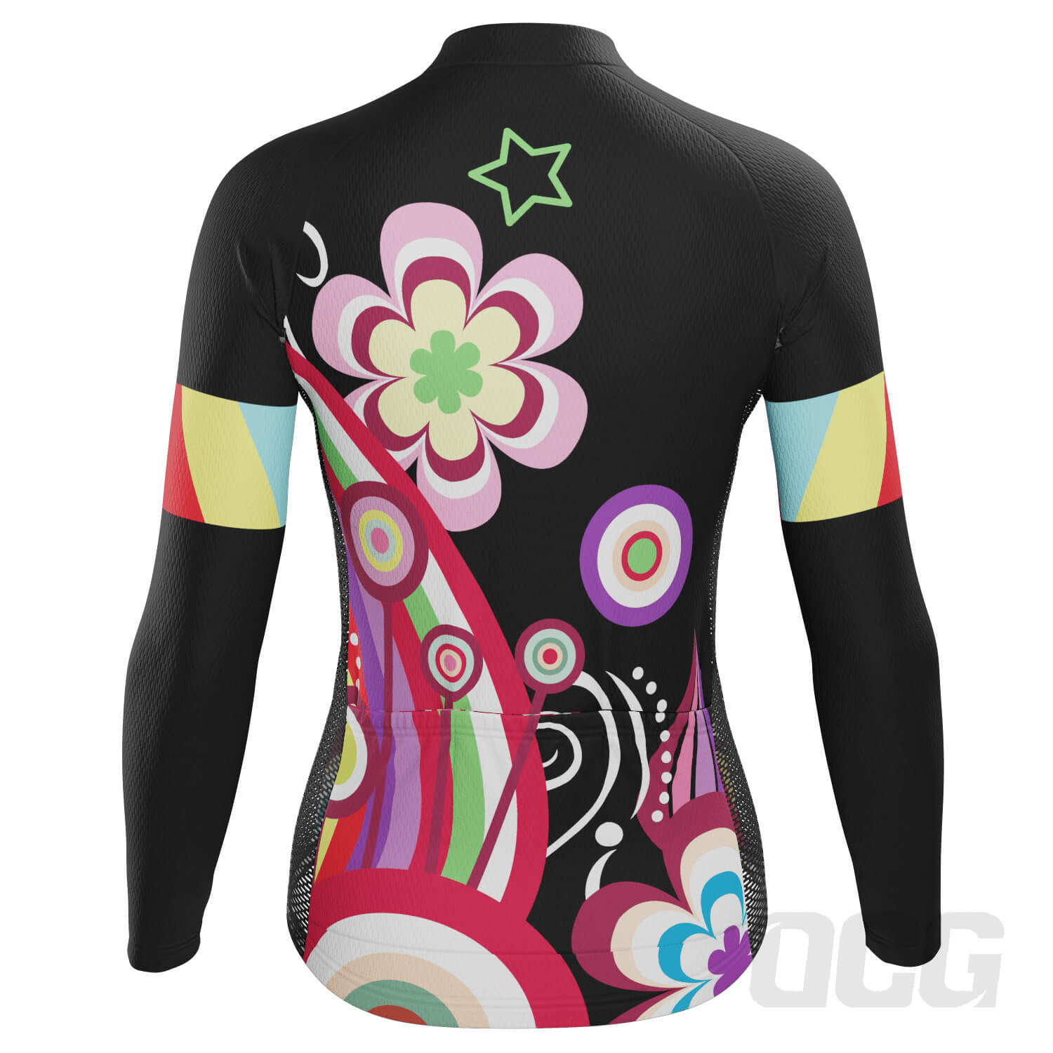 Women's Black Floral Long Sleeve Cycling Jersey