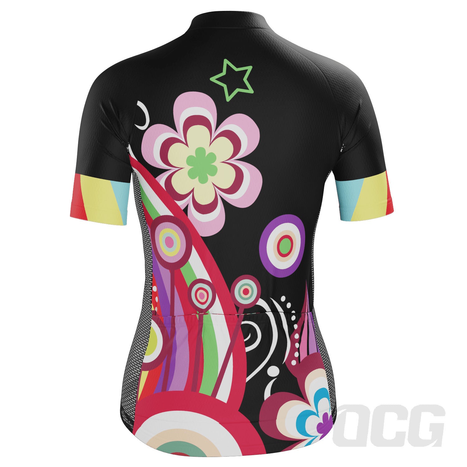 Women's Black Floral Short Sleeve Cycling Jersey
