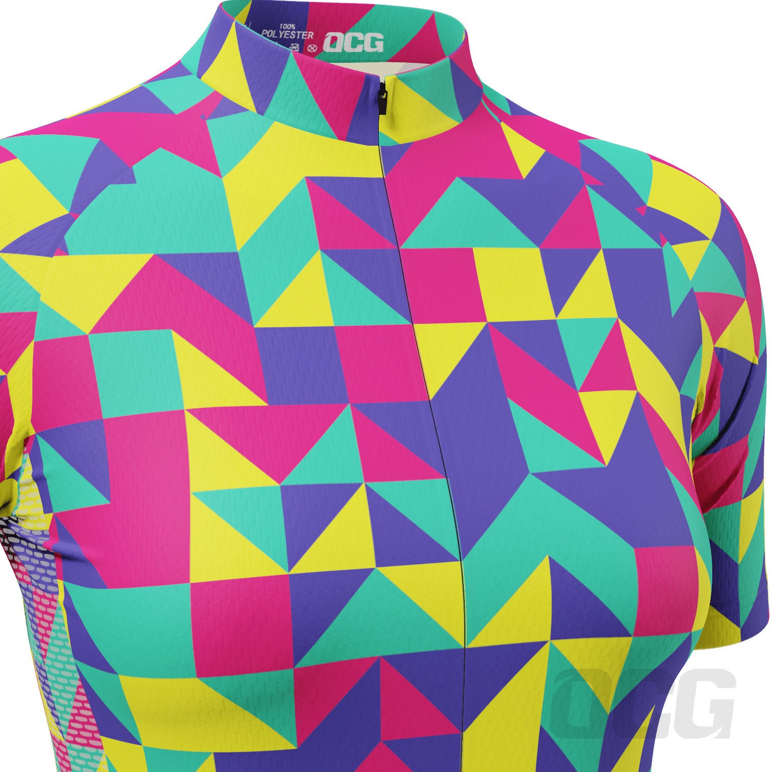Women's High Viz Neon Geometry Short Sleeve Cycling Jersey