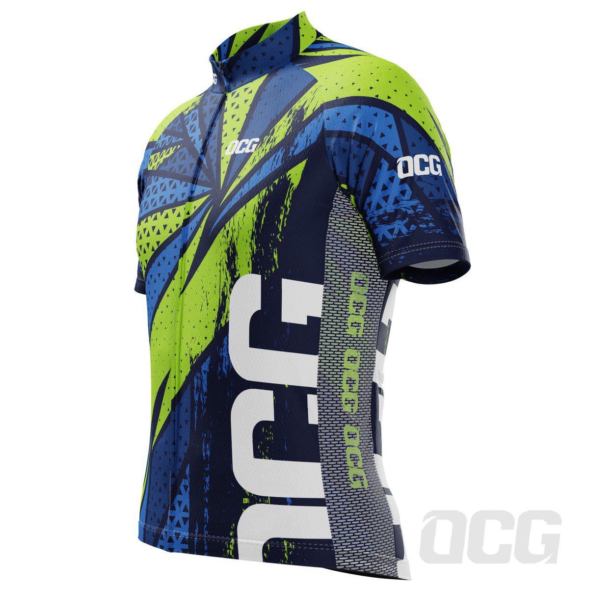 Men's Green Lightning Short Sleeve Cycling Jersey