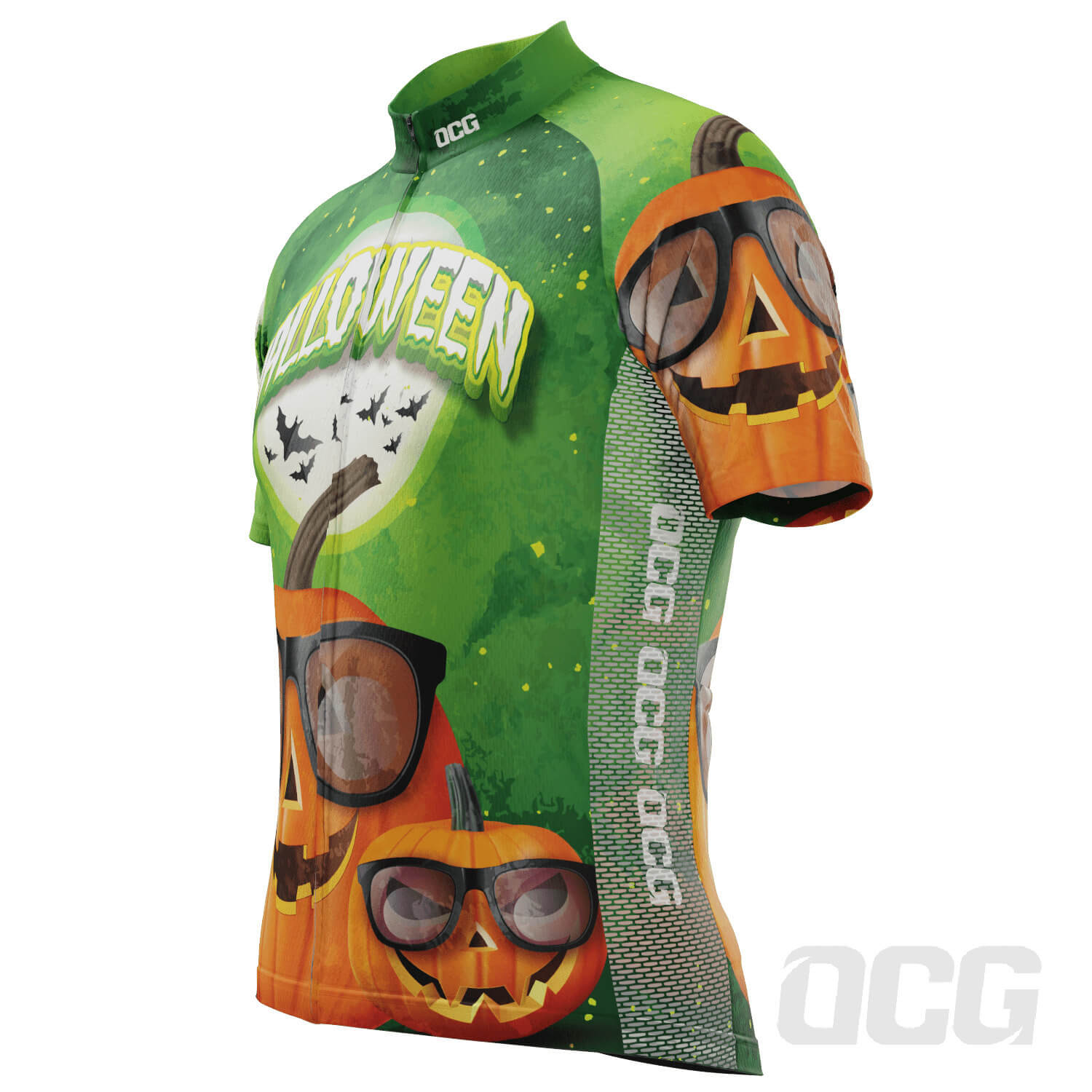 Men's Halloween Pumpkin Glasses Short Sleeve Cycling Jersey