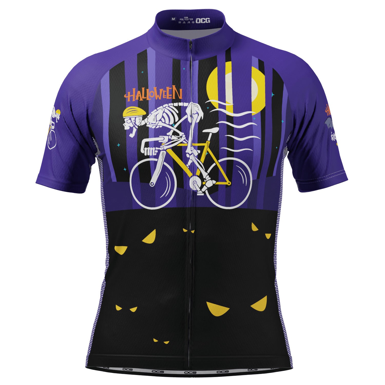 Men's Halloween Skeleton Rider Short Sleeve Cycling Jersey