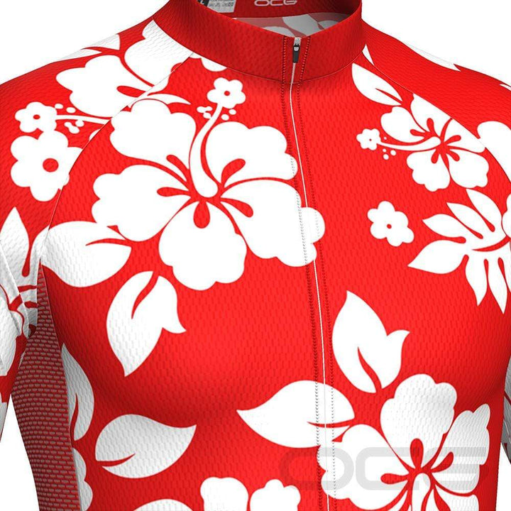Men's Hawaiian Shirt Aloha Floral Long Sleeve Cycling Jersey