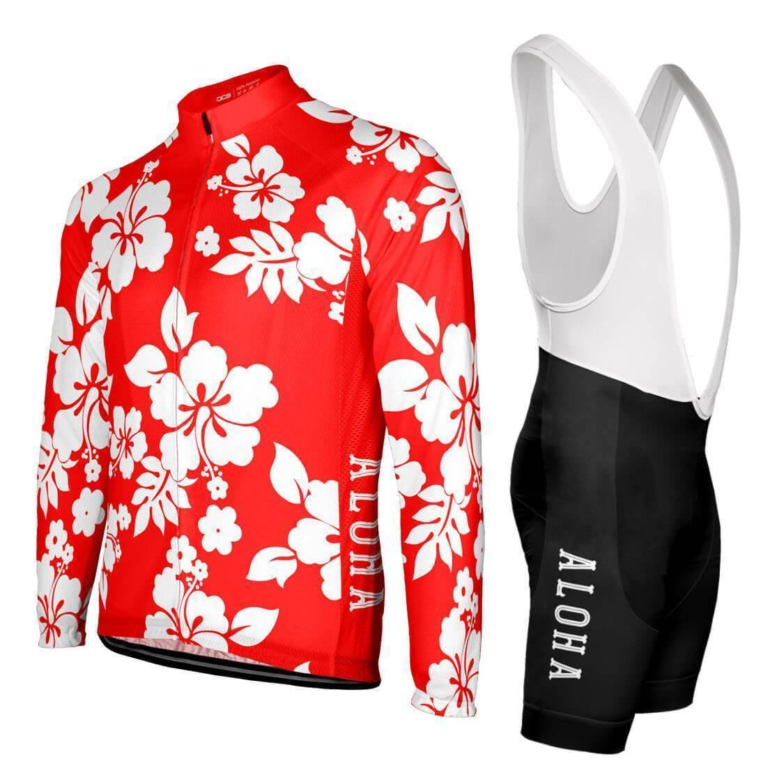 Hawaiian Shirt Aloha Floral Long Sleeve Pro-Band Cycling Kit
