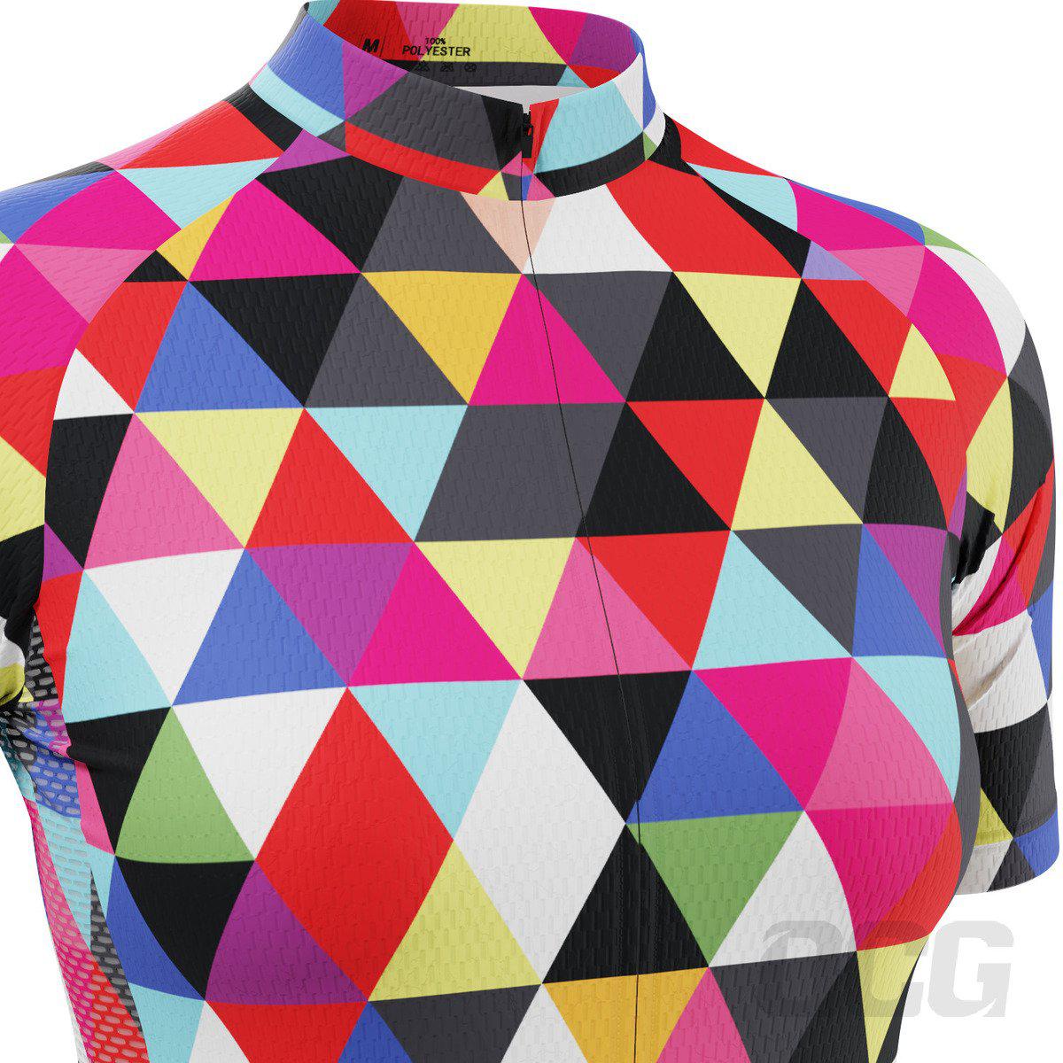 Women's High Viz Color Triangles Short Sleeve Cycling Jersey