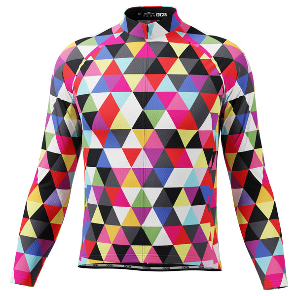 Men's High Viz Color Triangles Long Sleeve Cycling Jersey