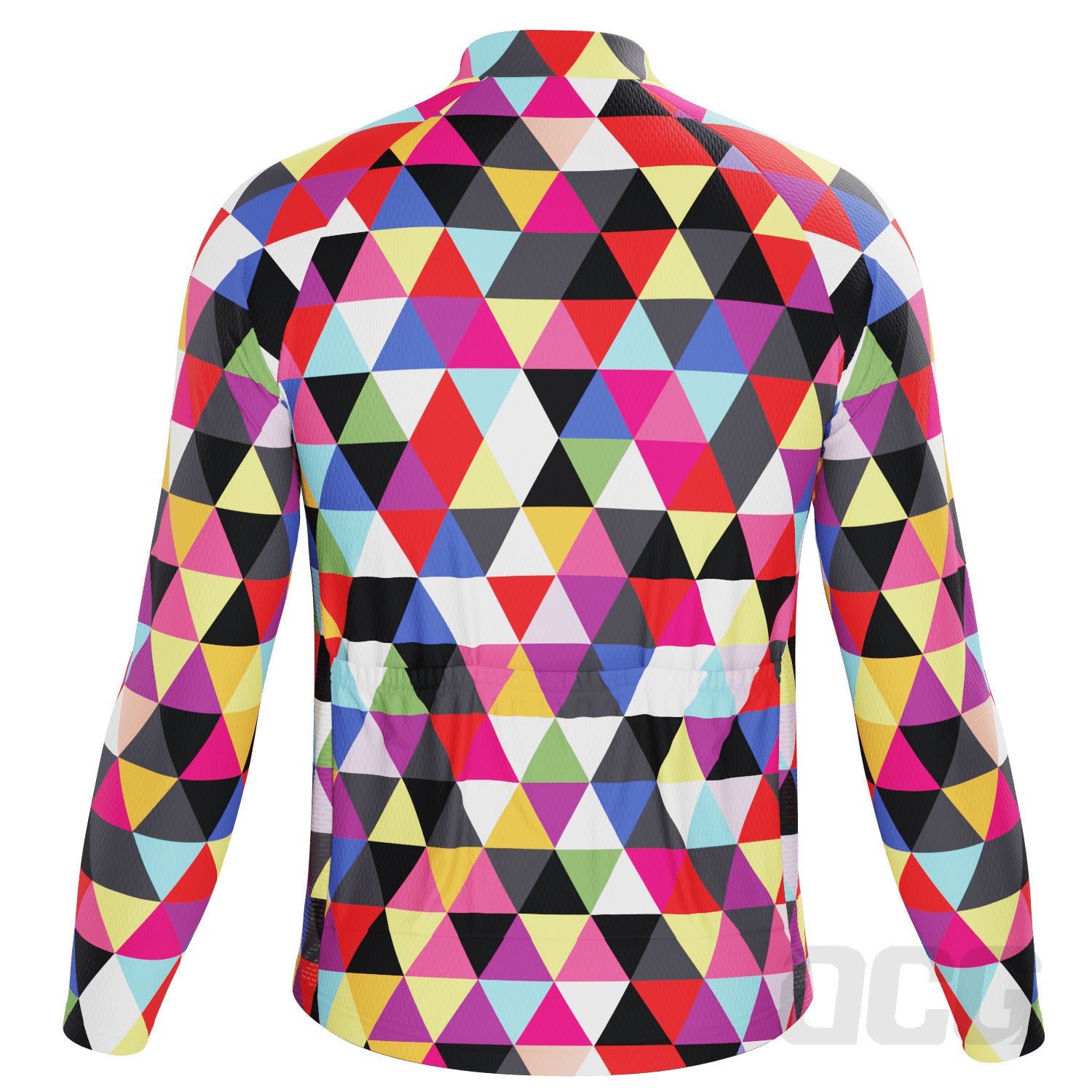 Men's High Viz Color Triangles Long Sleeve Cycling Jersey