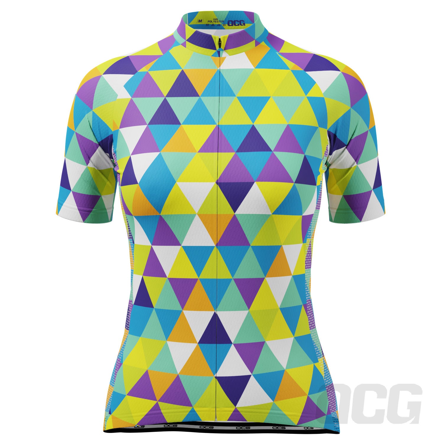 Women's High Viz Color Triangles Short Sleeve Cycling Jersey