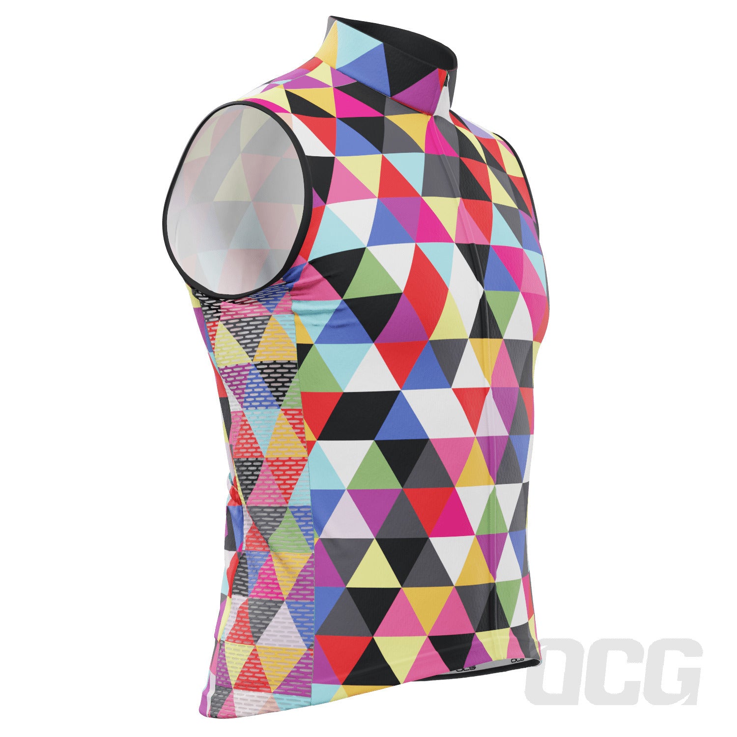Men's High Viz Color Triangles Sleeveless Tech Cycling Jersey