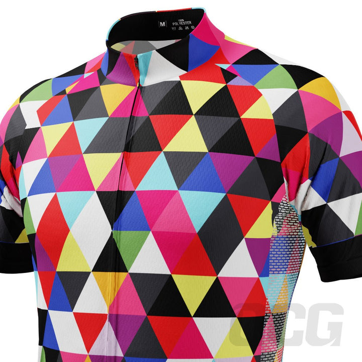 Men's High Viz Color Triangles Short Sleeve Cycling Jersey