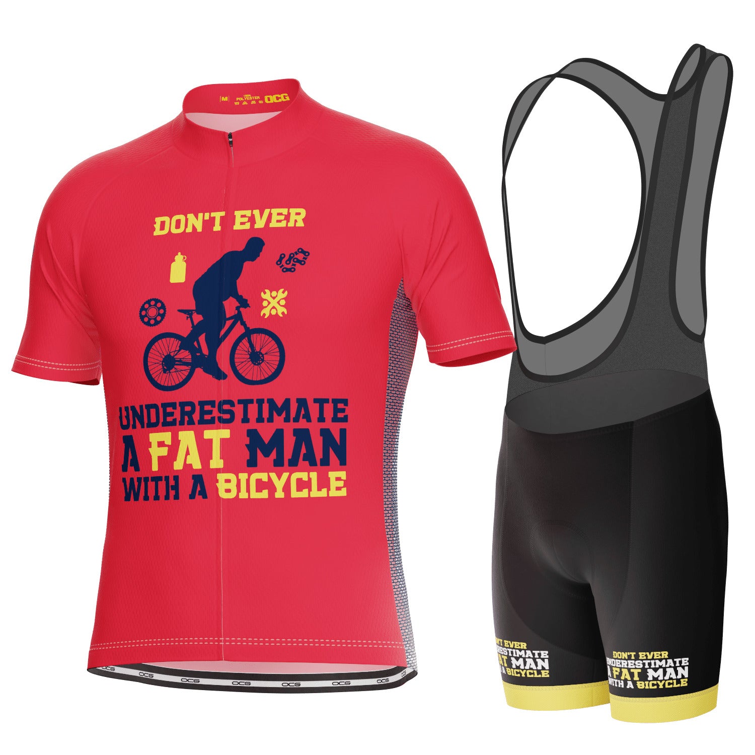 Men's Don't Ever Underestimate a Fat Man 2 Piece Cycling Kit
