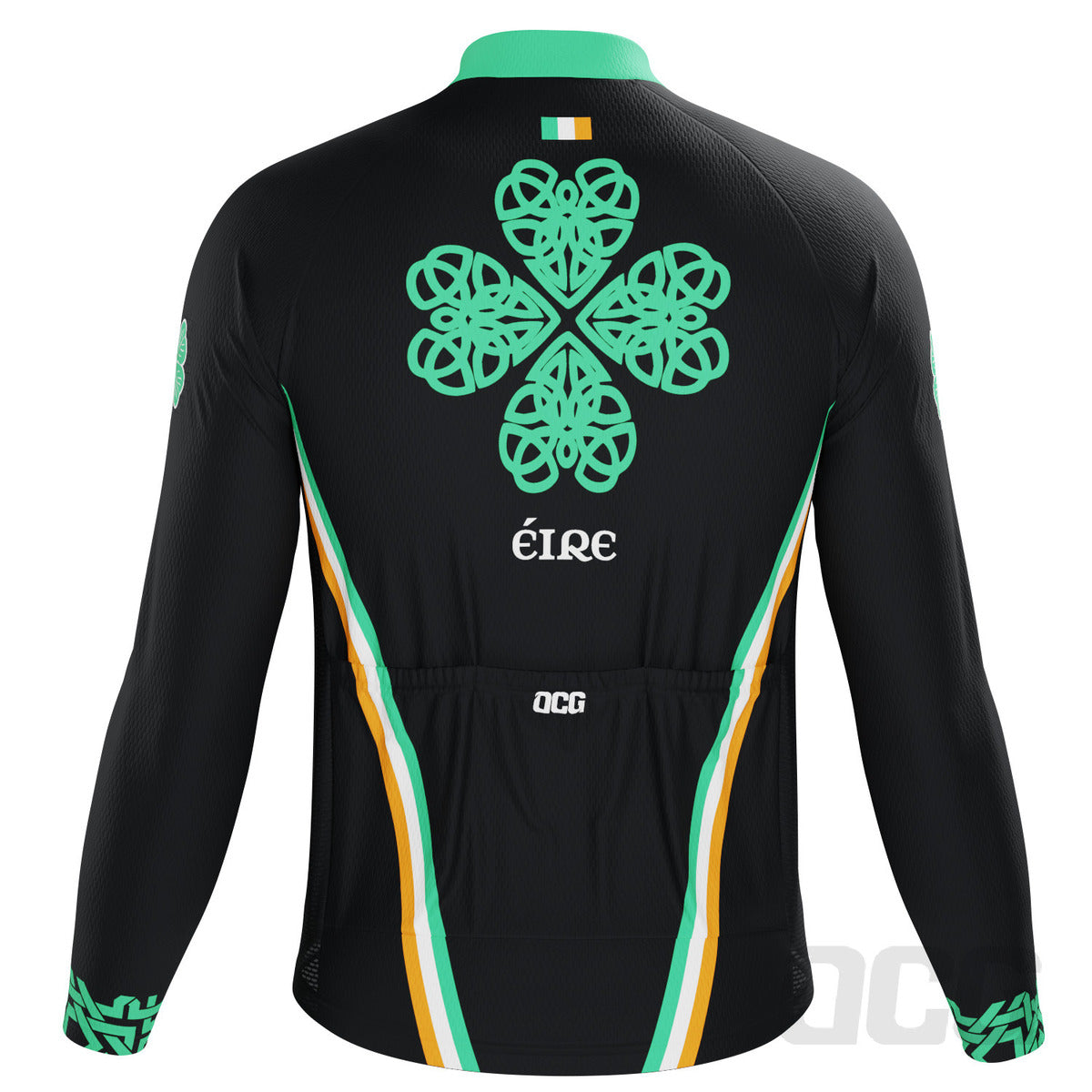 Men's Ireland Eire Shamrock National Flag Long Sleeve Cycling Jersey