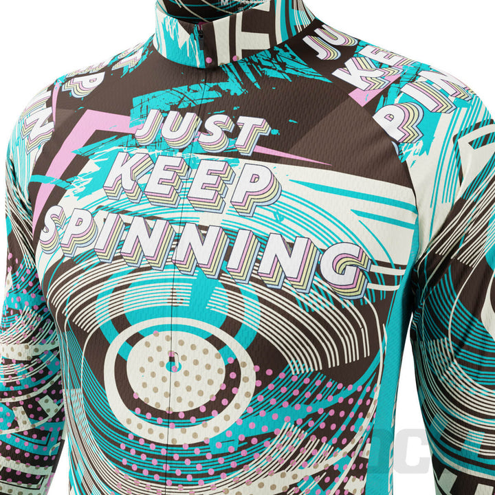 Men's Just Keep Spinning DJ Long Sleeve Cycling Jersey