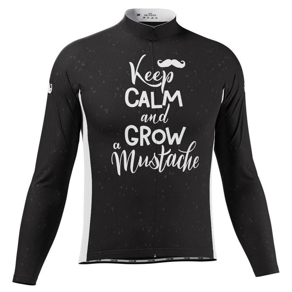 Men's Keep Calm Mustache Long Sleeve Cycling Jersey