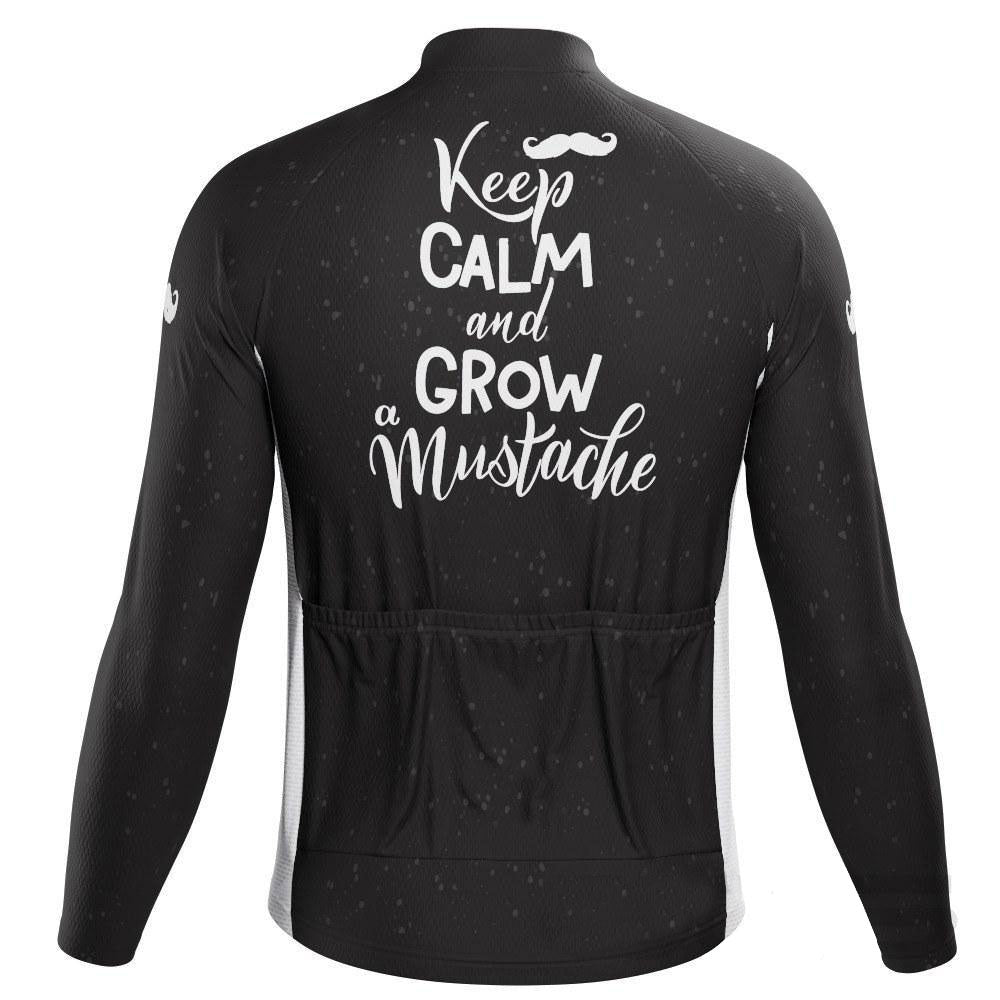 Men's Keep Calm and Mustache Long Sleeve Cycling Jersey