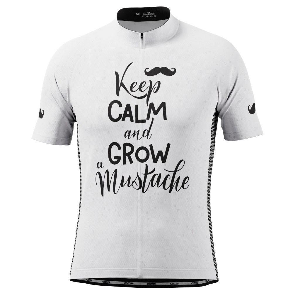 Men's Keep Calm Mustache Short Sleeve Cycling Jersey