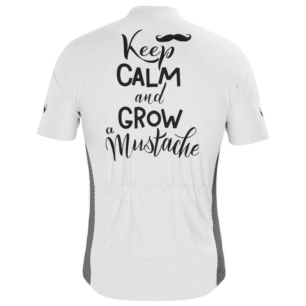 Men's Keep Calm and Mustache Short Sleeve Cycling Jersey