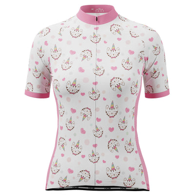 Maillot de cyclisme à manches courtes Kitty Corn Unicorn pour femmes