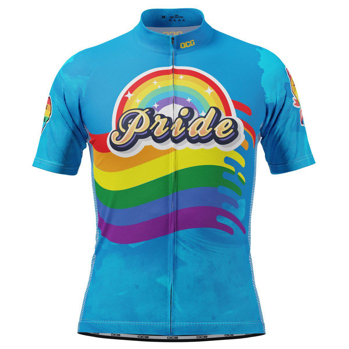 Men's LGBT Pride Rainbow Flag Short Sleeve Cycling Jersey