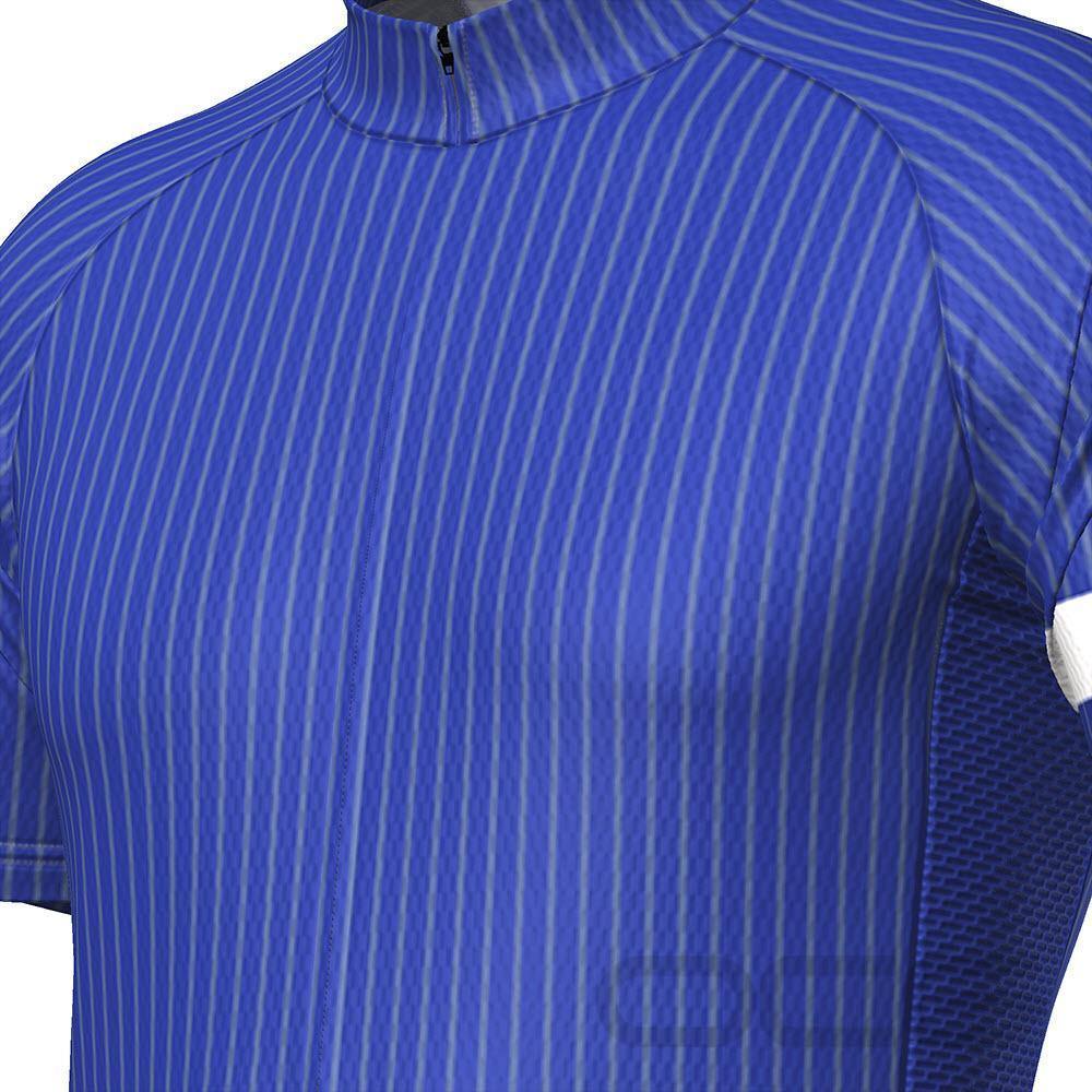 Men's Blue Stripe Banded Short Sleeve Cycling Jersey