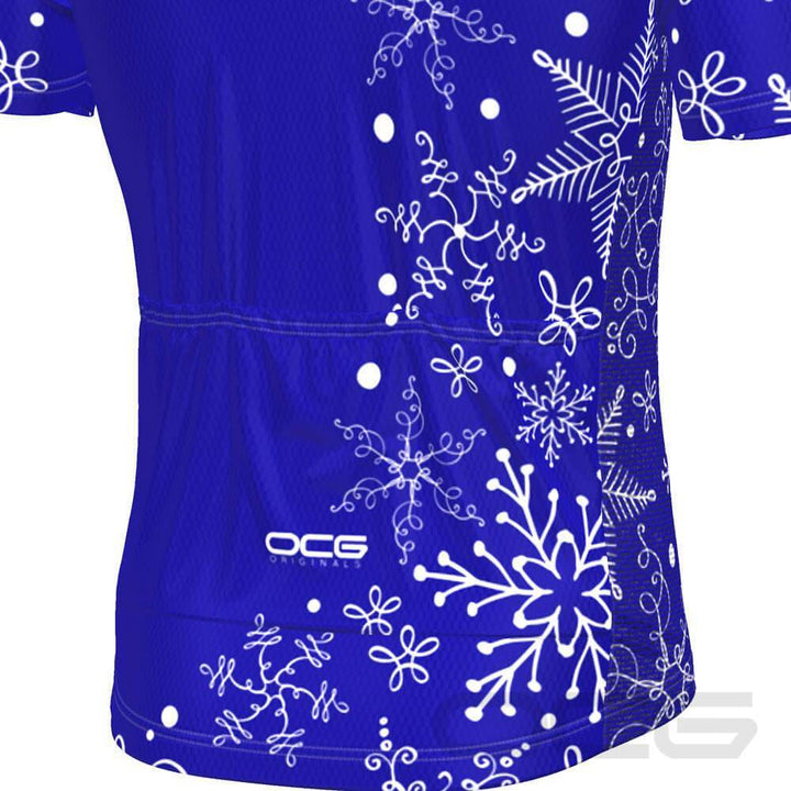 Men's Festive Snowflake Short Sleeve Cycling Jersey