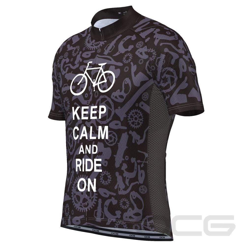 Men's Keep Calm and Ride On Short Sleeve Cycling Jersey