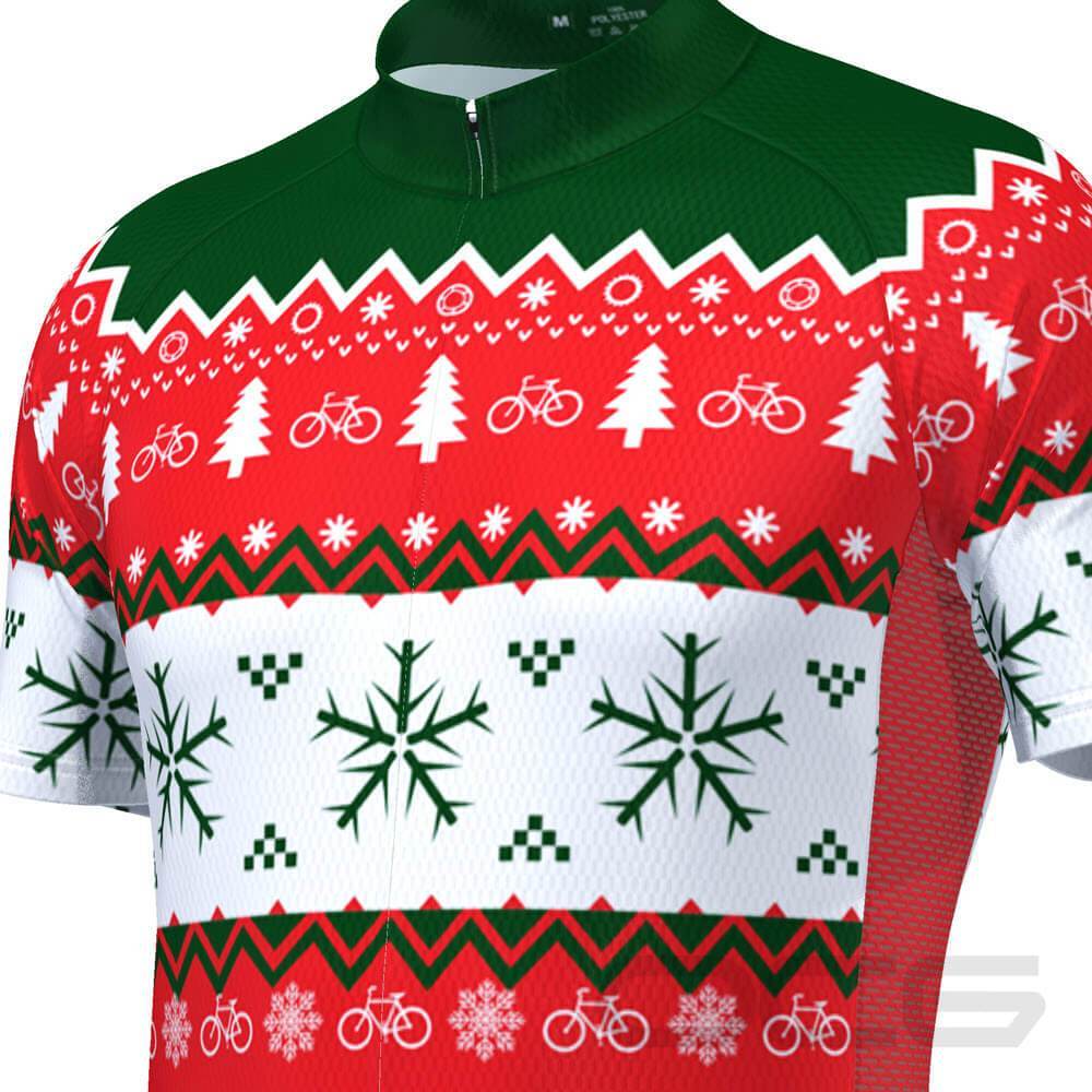 Men's Ugly Christmas Sweater Short Sleeve Cycling Jersey