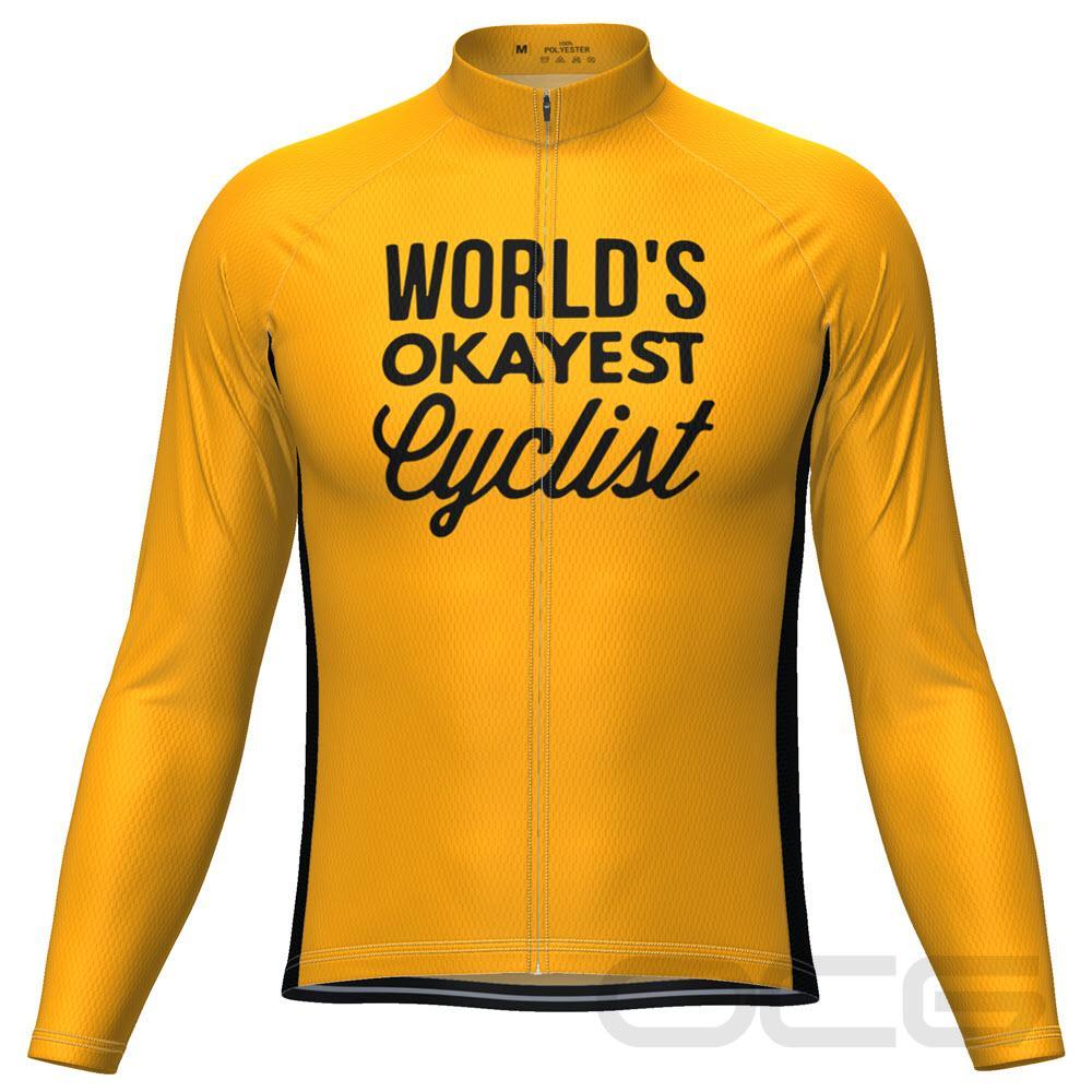 Men's Worlds Okayest Cyclist Long Sleeve Cycling Jersey