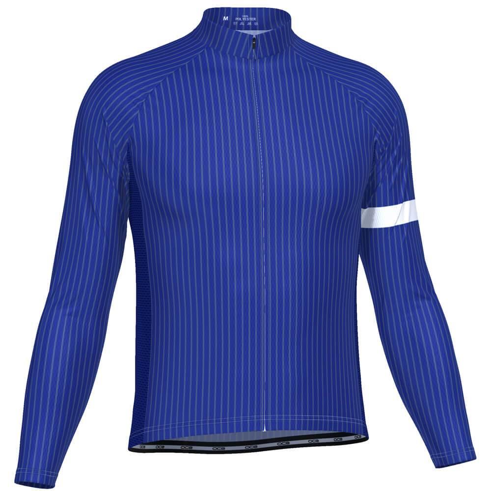 Men's Blue Stripe Banded Long Sleeve Cycling Jersey