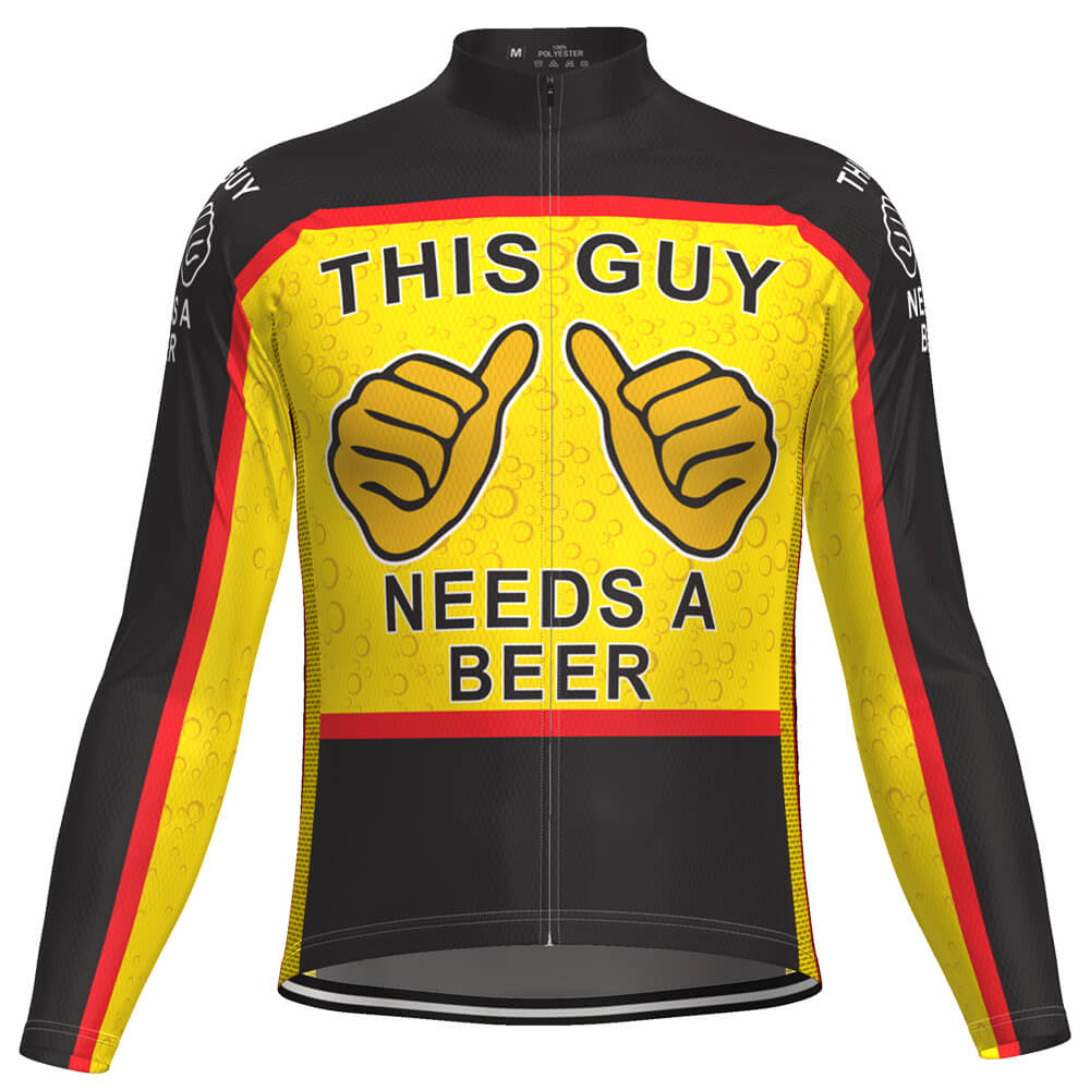 This Guy Needs a Beer Long Sleeve Cycling Jersey