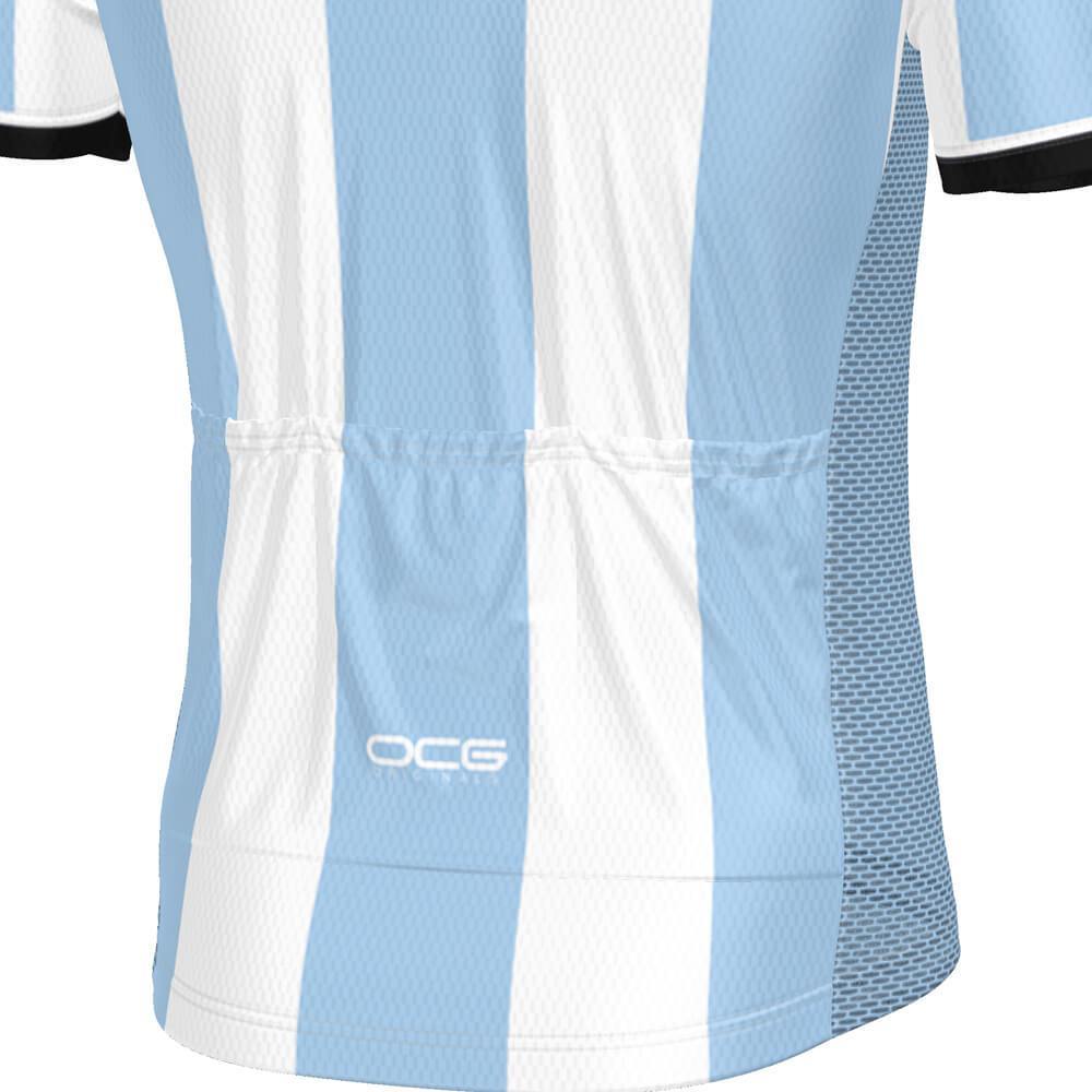 Men's Argentina Flag National Short Sleeve Cycling Jersey