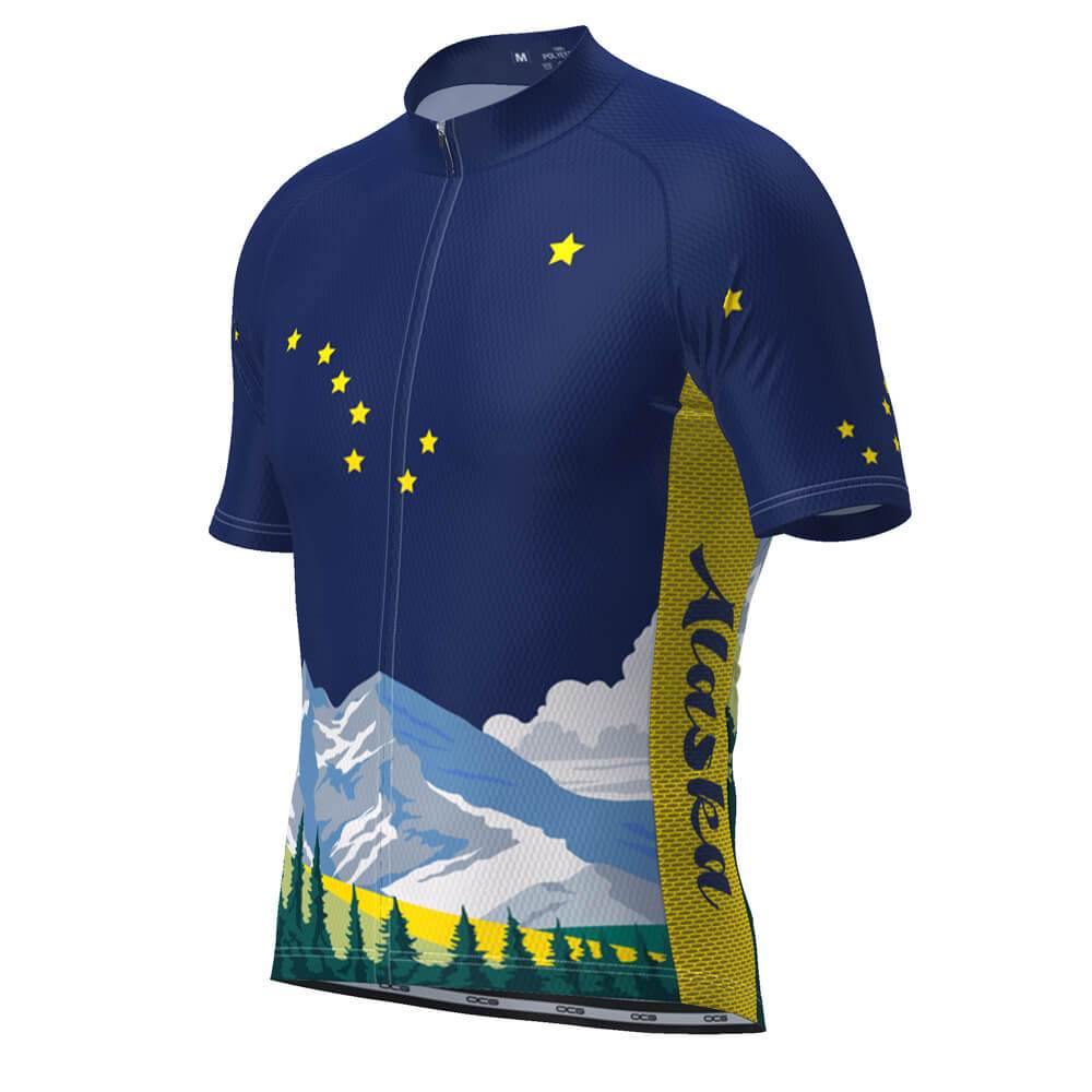 Men's Alaska Flag Short Sleeve Cycling Jersey