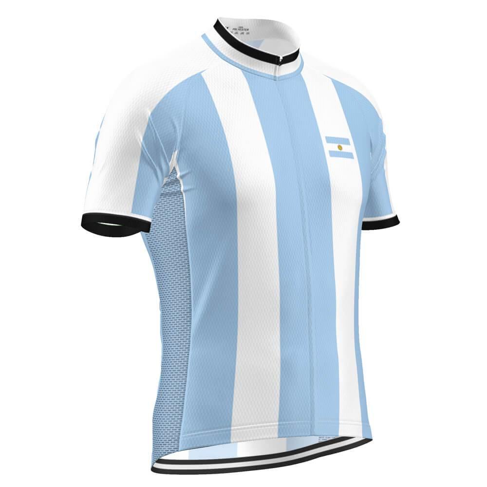 Men's Argentina Flag National Short Sleeve Cycling Jersey