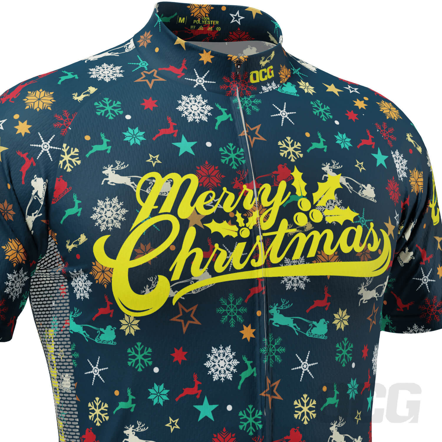 Men's Merry Christmas Pattern Short Sleeve Cycling Jersey