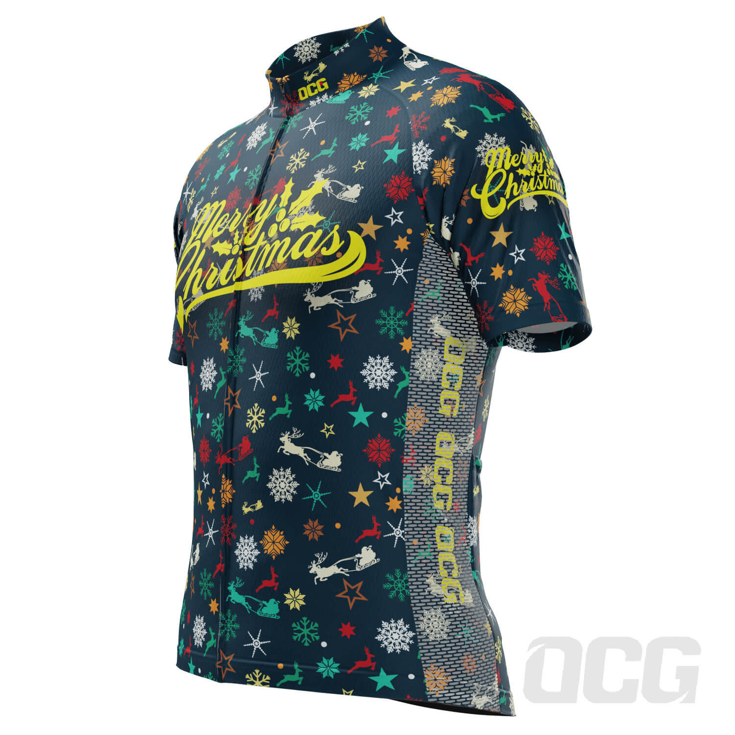 Men's Merry Christmas Pattern Short Sleeve Cycling Jersey
