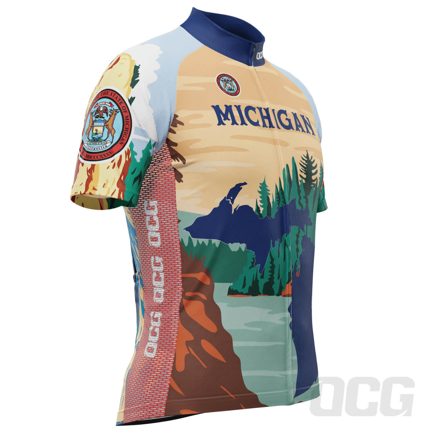 Men's Michigan US State Icon Series 1 Short Sleeve Cycling Jersey