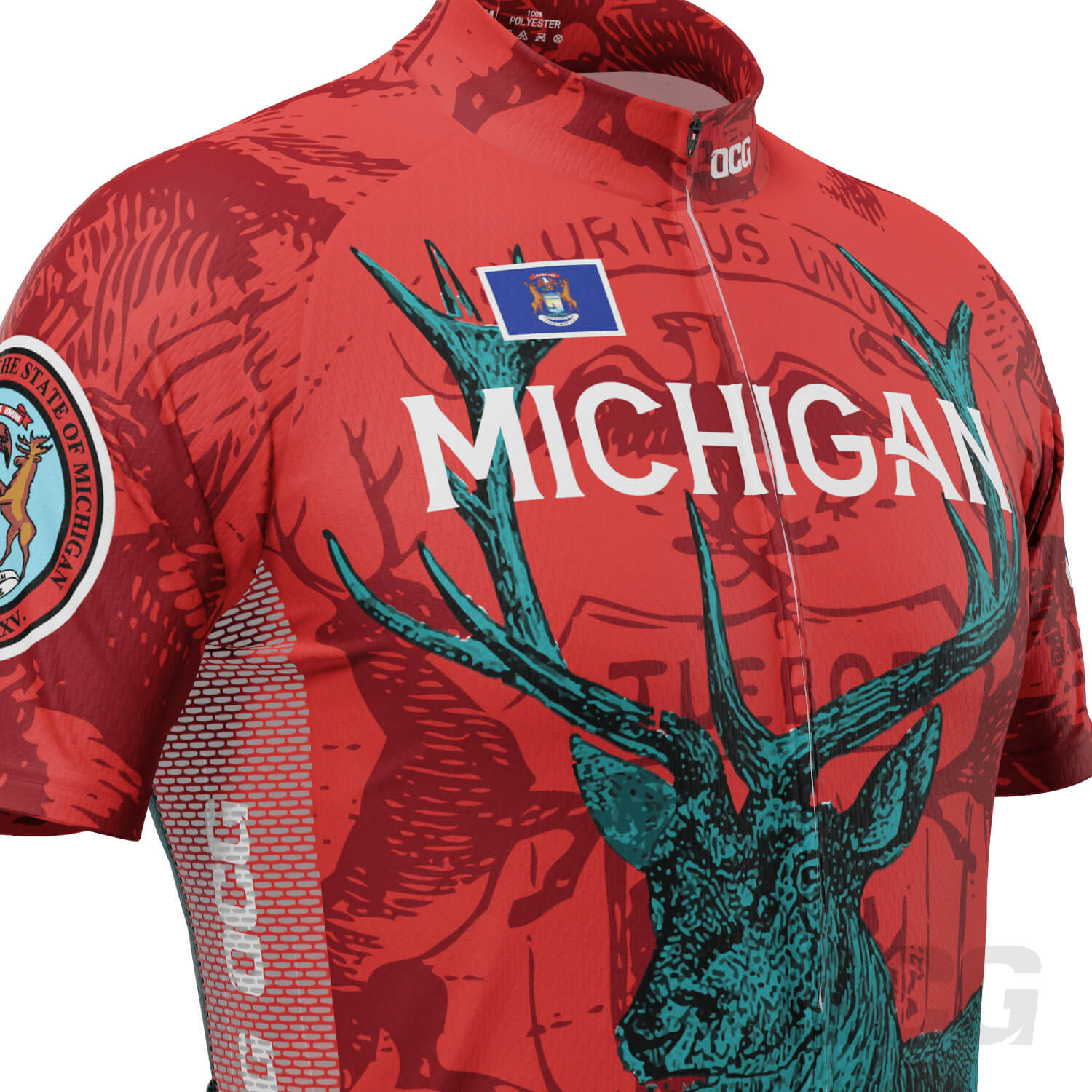 Men's Michigan US State Icon Short Sleeve Cycling Jersey