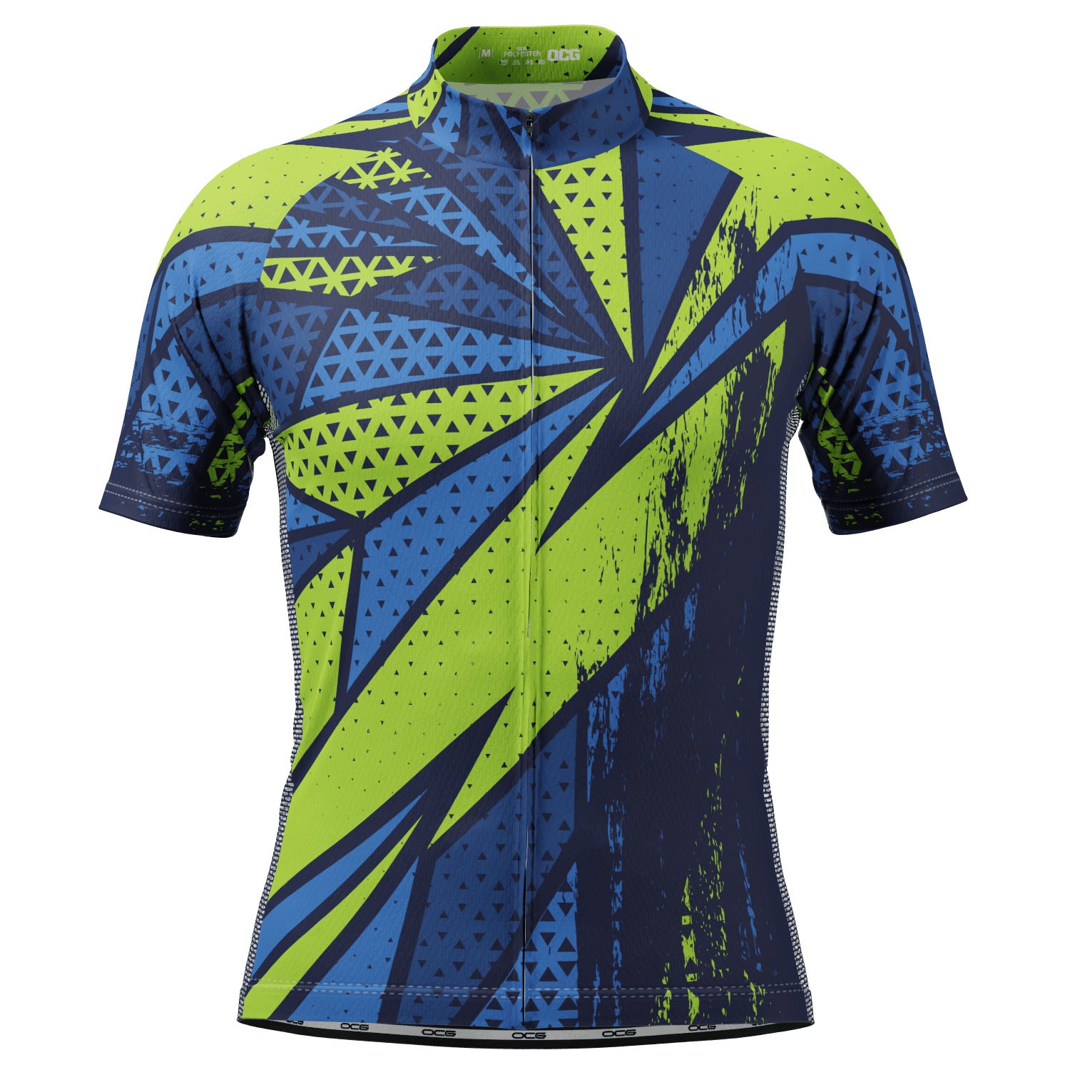 Men's Green Lightning Logo Delete Short Sleeve Cycling Jersey
