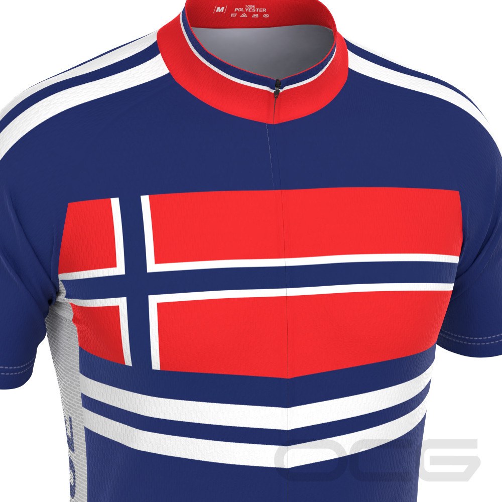Men's Norway Norge Flag Short Sleeve Cycling Jersey