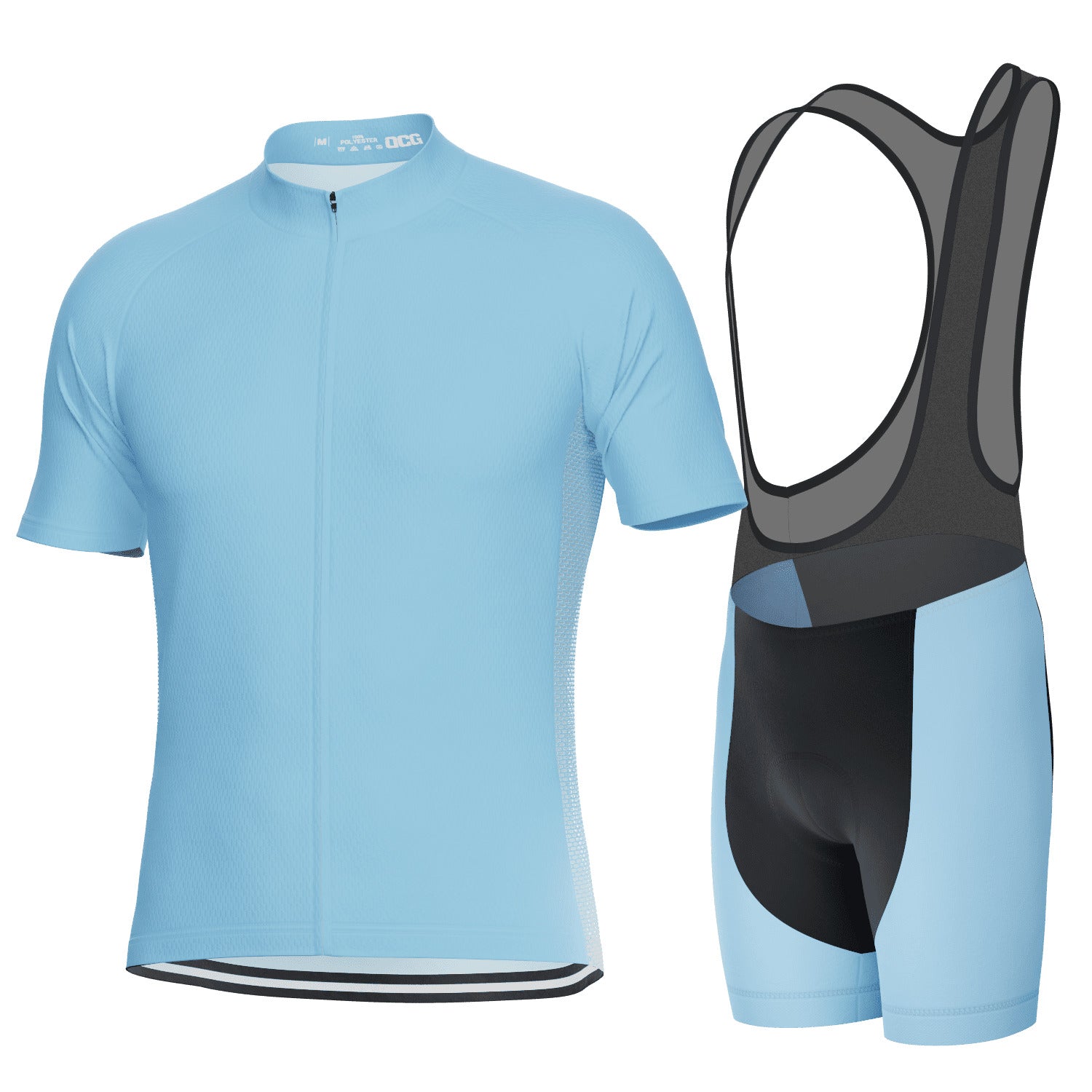 Men's OCG Plain Color Block Short Sleeve 2 Piece Cycling Kit