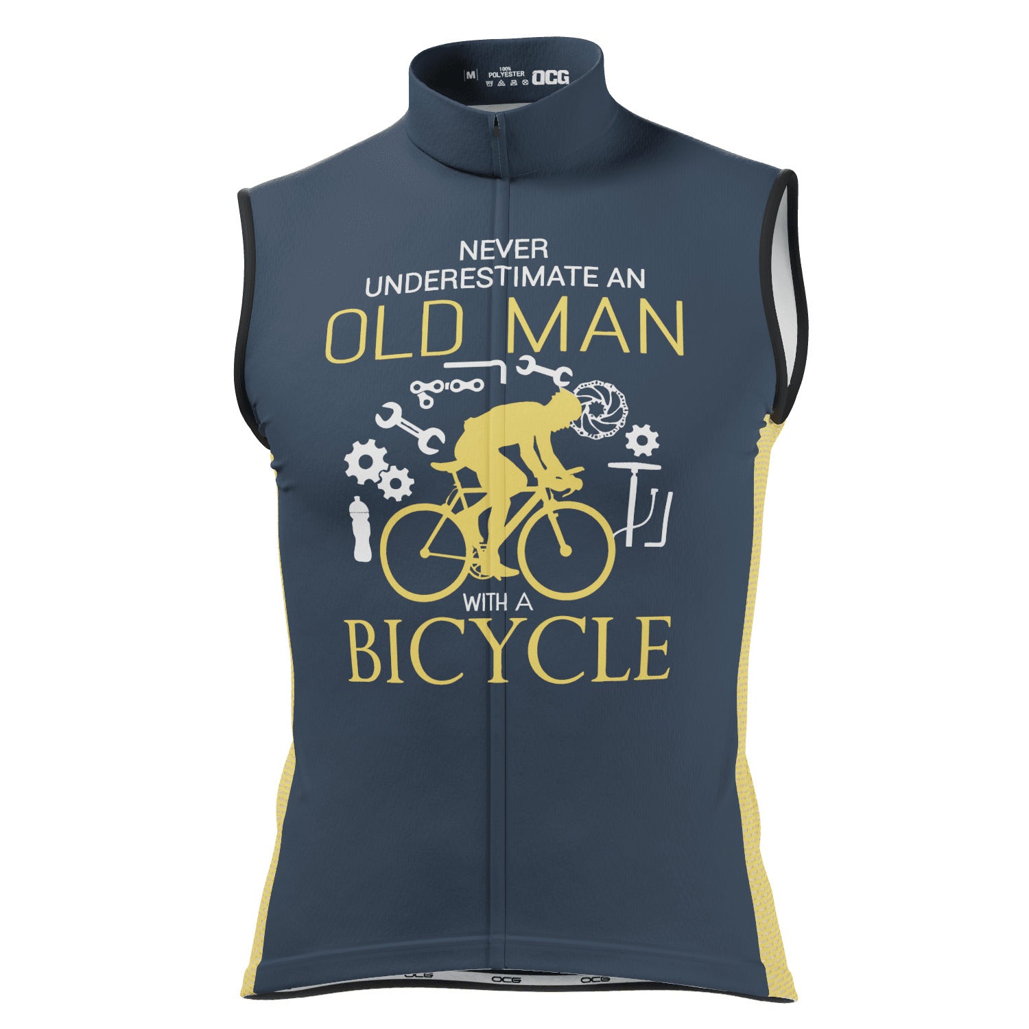 Men's Never Underestimate an Old Man Sleeveless Tech Cycling Jersey