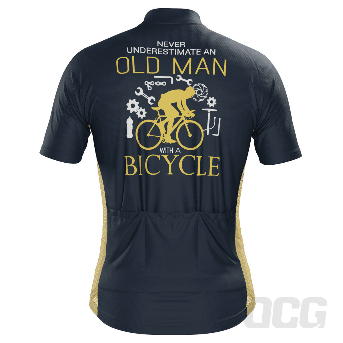 Men's Never Underestimate an Old Man Short Sleeve Cycling Jersey ...