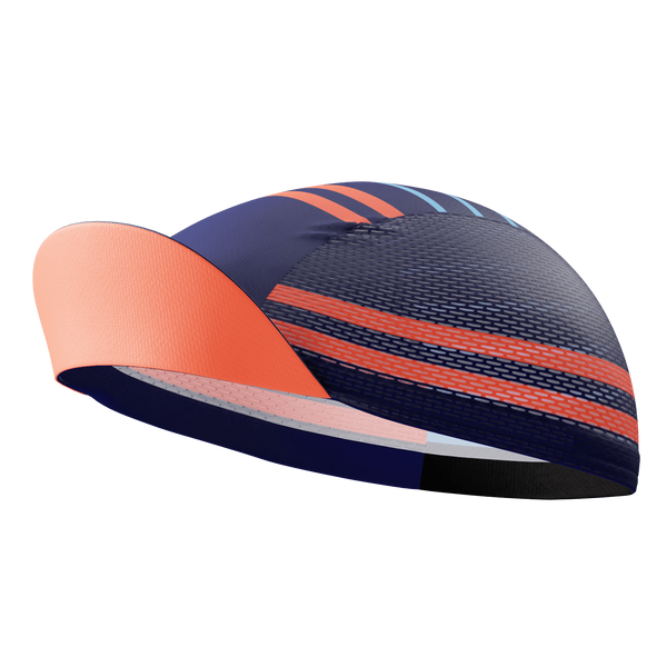 Unisex Orange Blue Stripe Quick Dry Cycling Cap