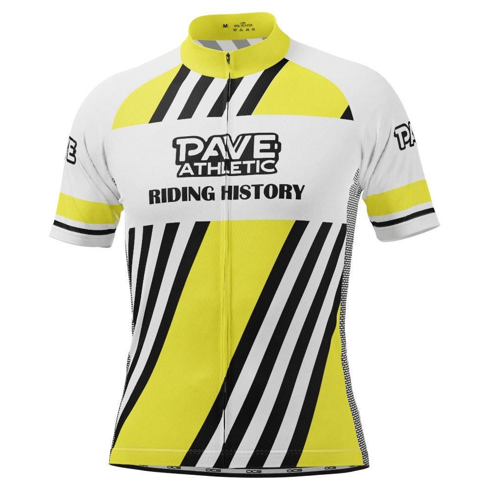 PAVE Athletic Retro Auto Yellow Short Sleeve Cycling Jersey