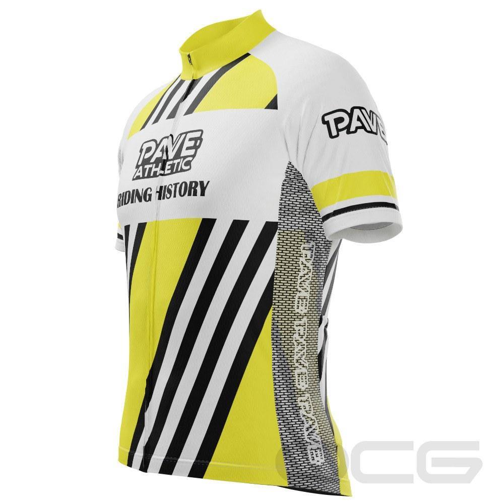 PAVE Athletic Retro Auto Yellow Short Sleeve Cycling Jersey