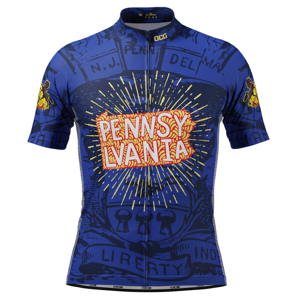Men's Pennsylvania US State Icon Short Sleeve Cycling Jersey
