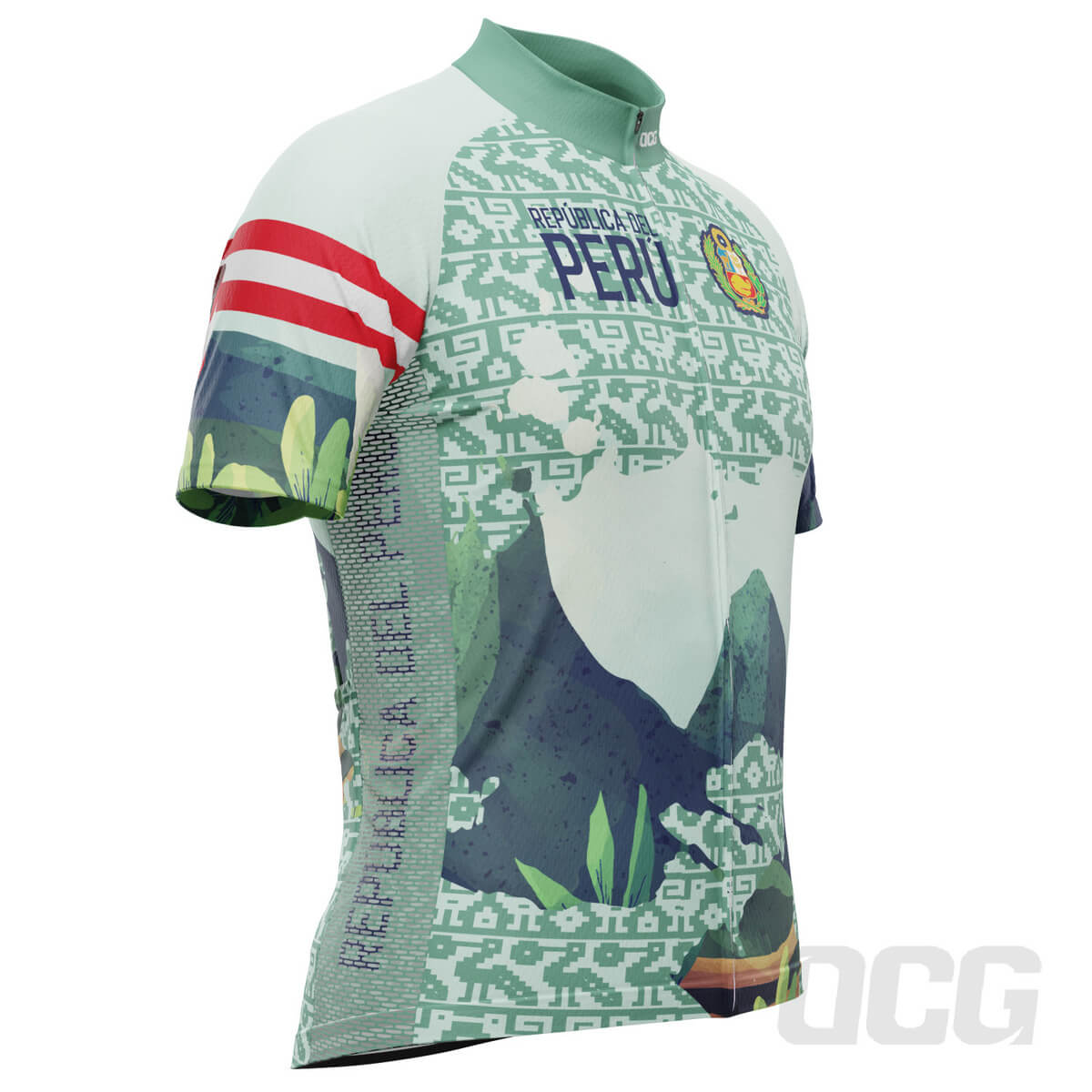 Men's Peru Flag Caral Pyramids National Flag Short Sleeve Cycling Jersey