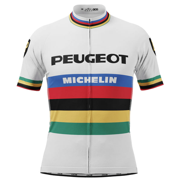 Men's Peugeot BP Michelin Retro Classic Short Sleeve Cycling Jersey