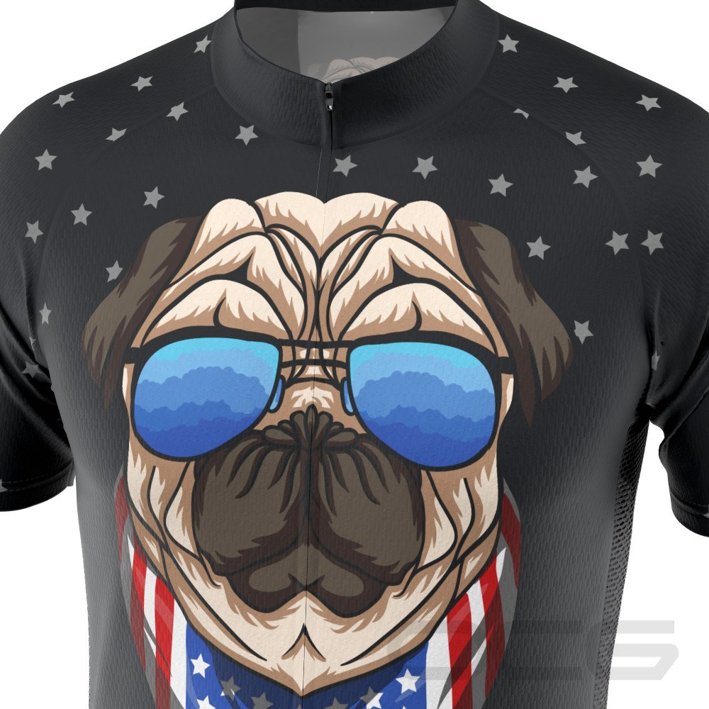 Men's Pug Life Puppy Dog Short Sleeve Cycling Jersey