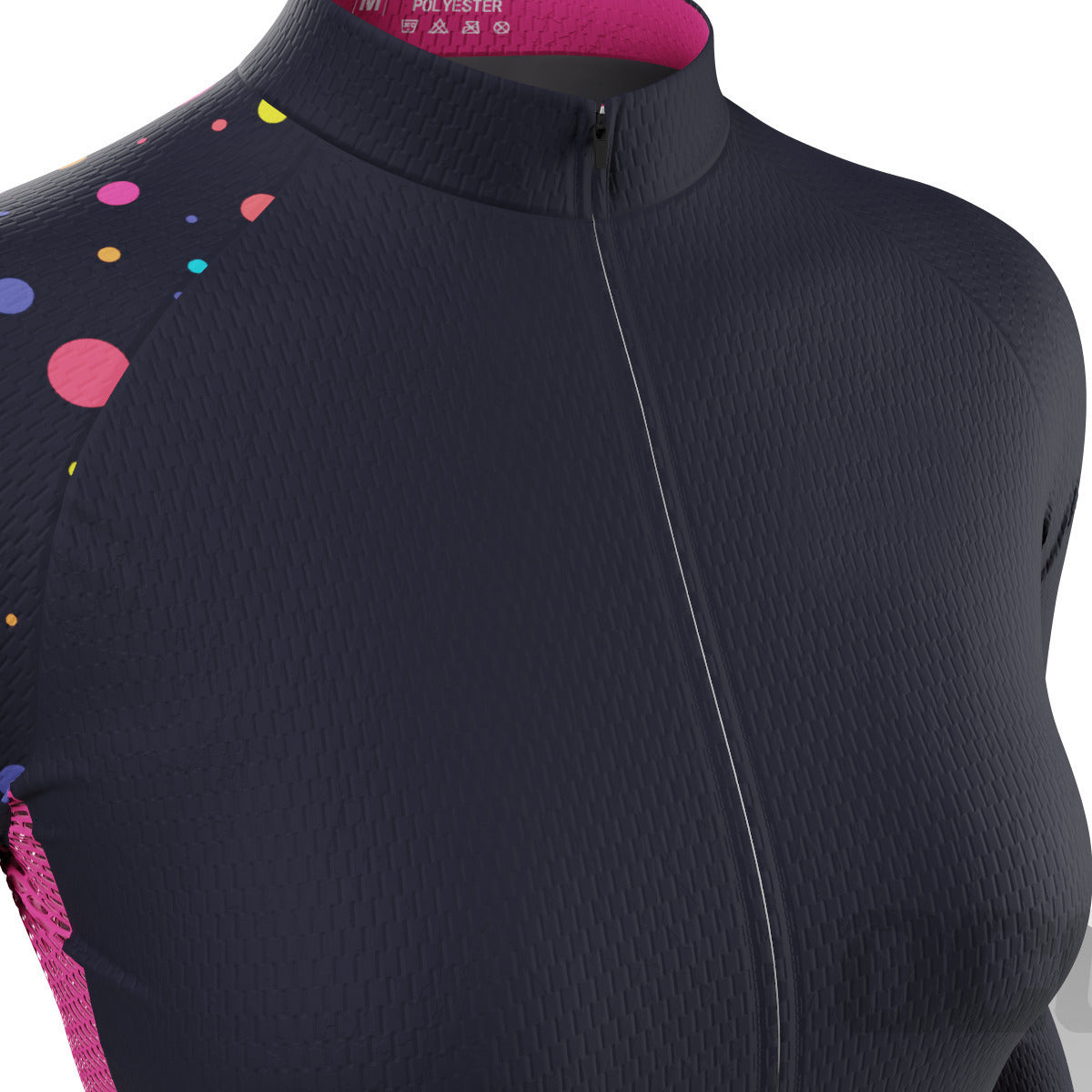 Women's Rainbow Polka Dots On Black Long Sleeve Cycling Jersey